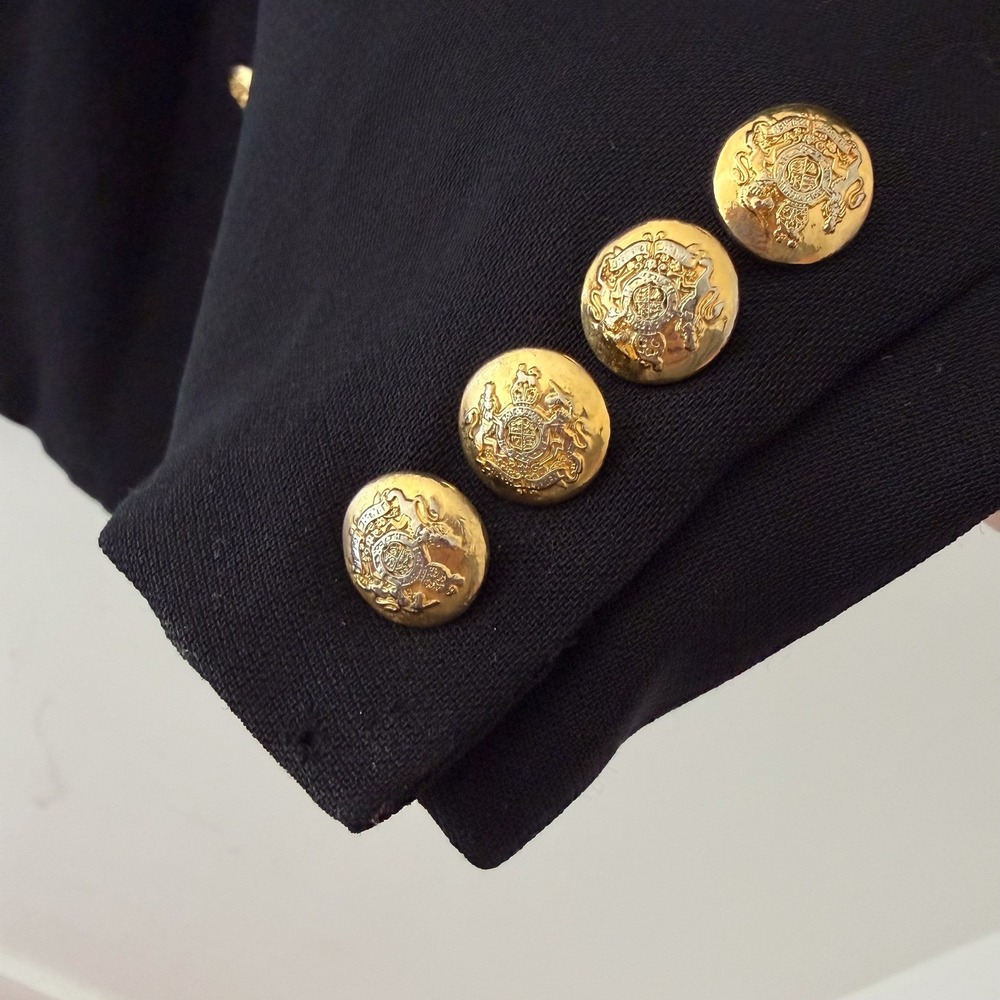 Lauren Ralph Lauren Navy Blue Tailored Blazer Crest Wool Size 10 Double Breasted - Picture 13 of 16